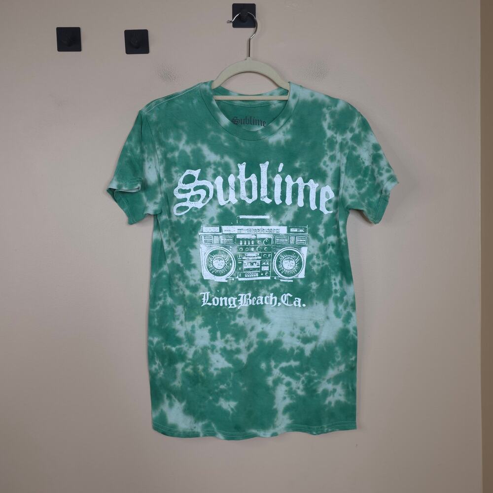 Sublime Boom Box Green Tie Dye T-Shirt Size S